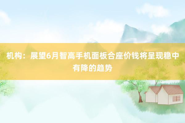 机构：展望6月智高手机面板合座价钱将呈现稳中有降的趋势