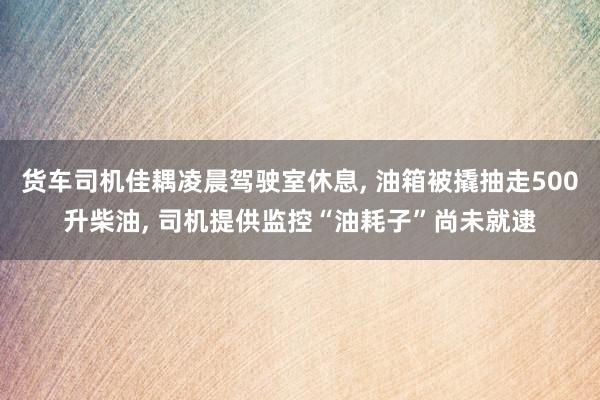 货车司机佳耦凌晨驾驶室休息, 油箱被撬抽走500升柴油, 司机提供监控“油耗子”尚未就逮