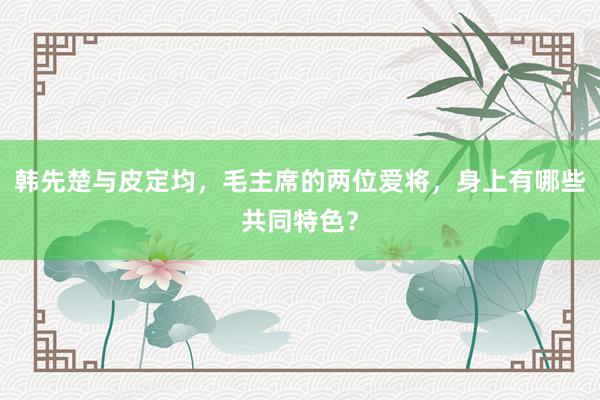 韩先楚与皮定均，毛主席的两位爱将，身上有哪些共同特色？