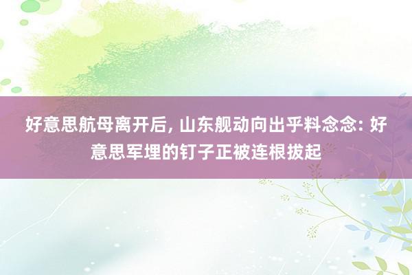 好意思航母离开后, 山东舰动向出乎料念念: 好意思军埋的钉子正被连根拔起