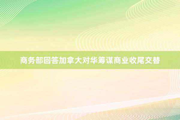 商务部回答加拿大对华筹谋商业收尾交替